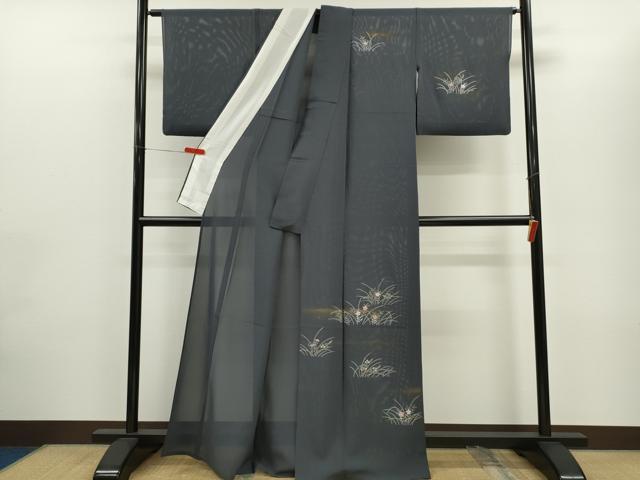 平和屋着物＊夏物 訪問着 絽 刺繍 草花文 金彩 正絹 逸品 CABG2266ze