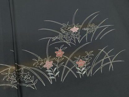 平和屋着物＊夏物 訪問着 絽 刺繍 草花文 金彩 正絹 逸品 CABG2266ze