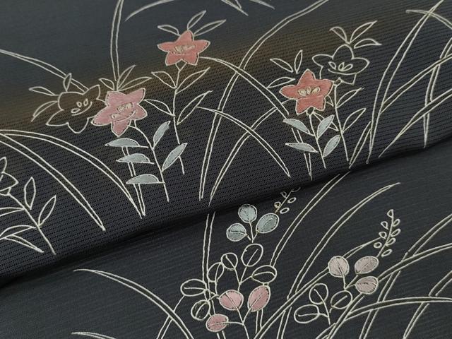 平和屋着物＊夏物 訪問着 絽 刺繍 草花文 金彩 正絹 逸品 CABG2266ze