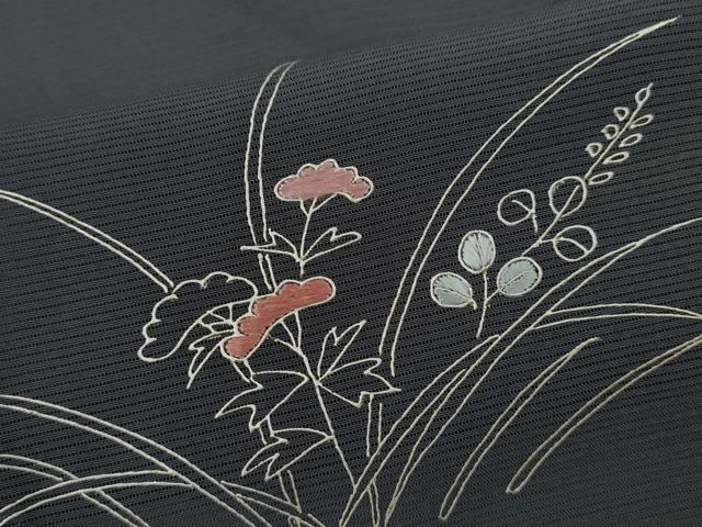 平和屋着物＊夏物 訪問着 絽 刺繍 草花文 金彩 正絹 逸品 CABG2266ze