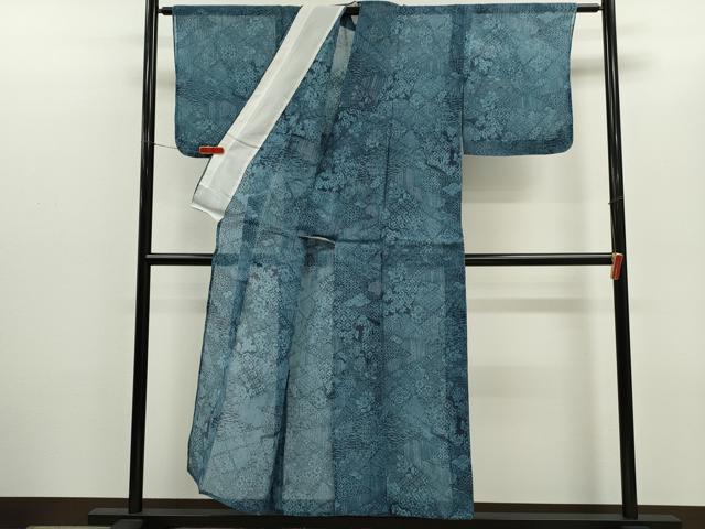 平和屋着物＊夏物 小紋 絹紅梅 切嵌吉祥花文 正絹 逸品 CABG2268ze