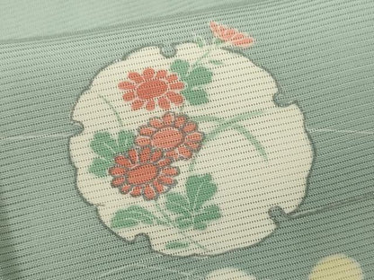平和屋着物＊夏物 訪問着 絽 雪輪枝花文 銀彩 正絹 逸品 CABG2269ze