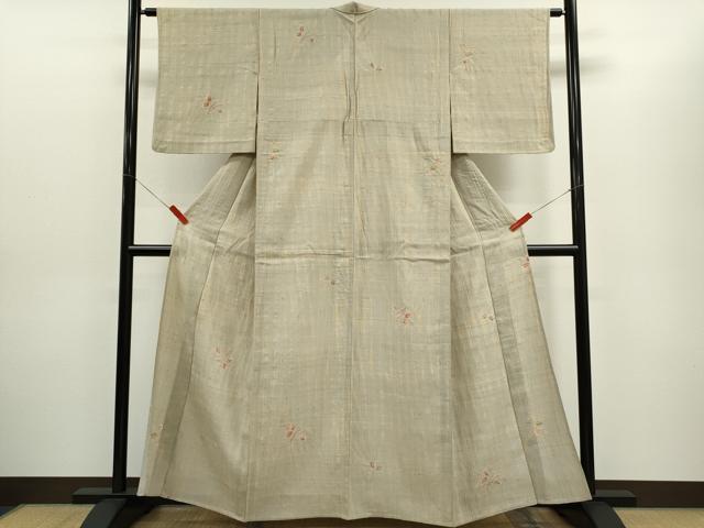 平和屋着物＊夏物 紗紬 絞り 草花文 正絹 逸品 CABG2272ze