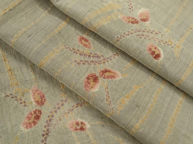 平和屋着物＊夏物 紗紬 絞り 草花文 正絹 逸品 CABG2272ze