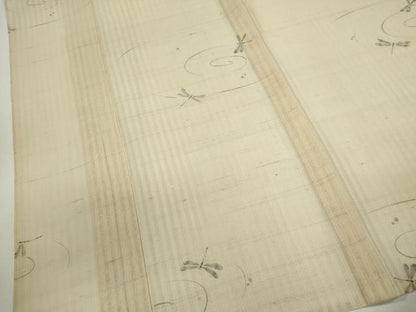 平和屋着物＊夏物　紗紬　手描き　トンボ　正絹　逸品　CABG2284ze