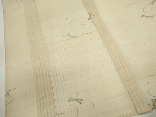 平和屋着物＊夏物　紗紬　手描き　トンボ　正絹　逸品　CABG2284ze