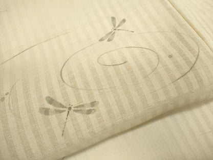 平和屋着物＊夏物　紗紬　手描き　トンボ　正絹　逸品　CABG2284ze