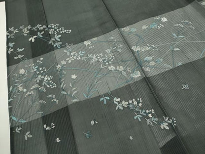 平和屋着物＊夏物　訪問着　紗紬　総刺繍　枝花文　健勝苑扱い　正絹　逸品　CABG2285ze