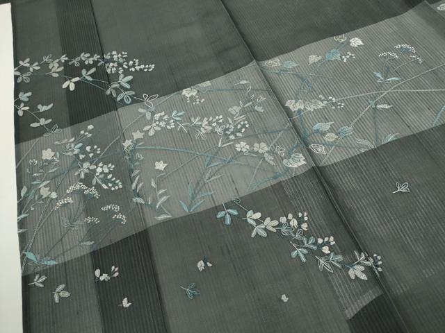 平和屋着物＊夏物　訪問着　紗紬　総刺繍　枝花文　健勝苑扱い　正絹　逸品　CABG2285ze