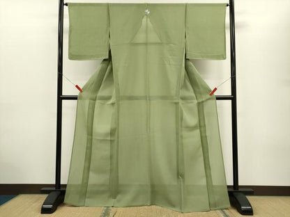 平和屋着物＊夏物　色無地　紗　柳茶色　正絹　逸品　未使用　CABG2289ze