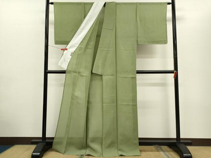 平和屋着物＊夏物　色無地　紗　柳茶色　正絹　逸品　未使用　CABG2289ze