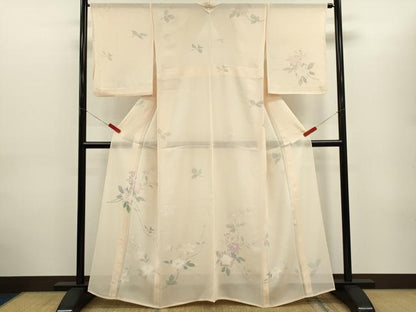 平和屋着物＊夏物　訪問着　絽　枝花文　正絹　逸品　CABG2291ze