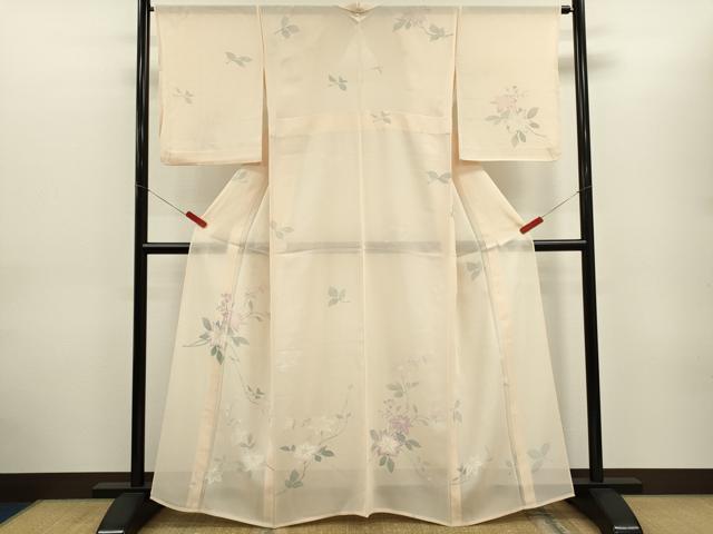 平和屋着物＊夏物　訪問着　絽　枝花文　正絹　逸品　CABG2291ze
