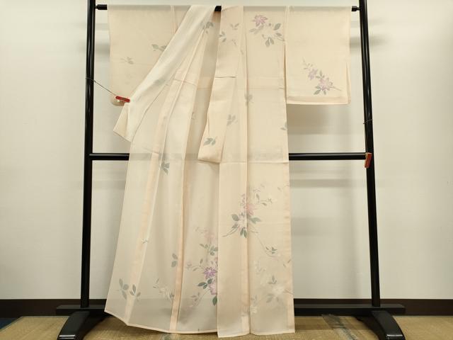平和屋着物＊夏物　訪問着　絽　枝花文　正絹　逸品　CABG2291ze