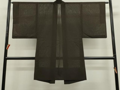 平和屋着物▽男性　羽織　スリーシーズン　春夏秋　塵除け　色無地　涅色　正絹　逸品　CABG2306ze