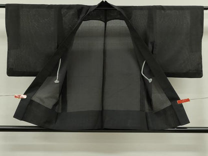 平和屋着物▽羽織　スリーシーズン　春夏秋　塵除け　色無地　黒色　正絹　逸品　CABG2307ze