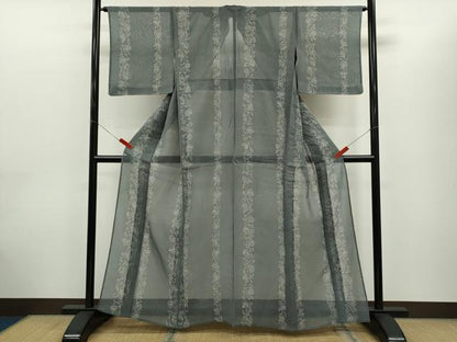 平和屋着物＊夏物　小紋　紗紬　ろうけつ染め　更紗花文　正絹　逸品　CABG2308ze