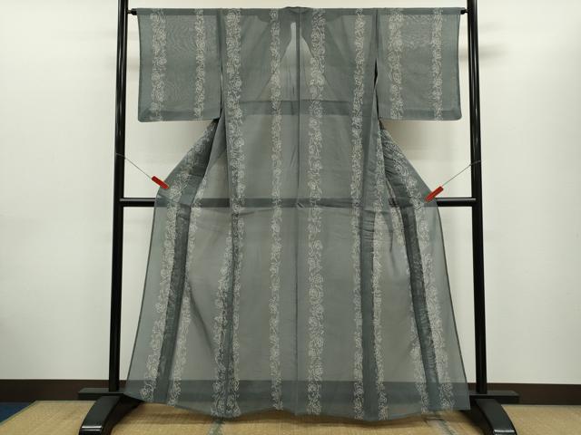 平和屋着物＊夏物　小紋　紗紬　ろうけつ染め　更紗花文　正絹　逸品　CABG2308ze