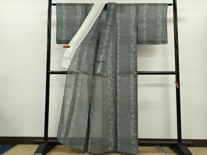 平和屋着物＊夏物　小紋　紗紬　ろうけつ染め　更紗花文　正絹　逸品　CABG2308ze