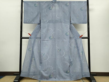 平和屋着物＊夏物　小紋　紗　藤　洗える着物　CABG2312ze