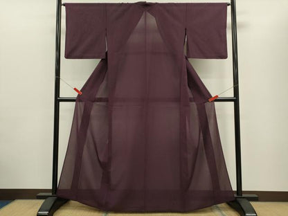 平和屋着物＊夏物　色無地　草木紋紗　似せ紫色　正絹　逸品　CABG2317ze