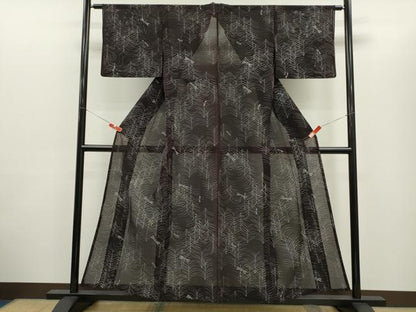 平和屋着物＊夏物　小紋　絽　トンボ　草木文　正絹　逸品　CABG2320ze