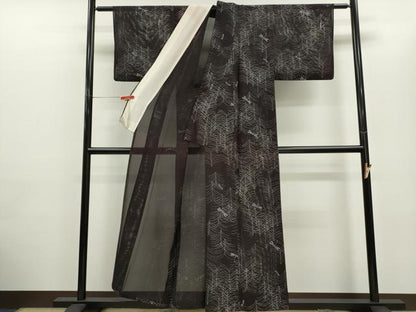 平和屋着物＊夏物　小紋　絽　トンボ　草木文　正絹　逸品　CABG2320ze