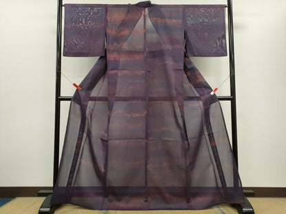 平和屋着物＊夏物　小紋　紗　霞文　正絹　逸品　CABG2349ze