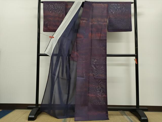 平和屋着物＊夏物　小紋　紗　霞文　正絹　逸品　CABG2349ze