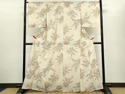 平和屋着物＊夏物　小紋　絽　萩　銀彩　正絹　逸品　CABG2350ze