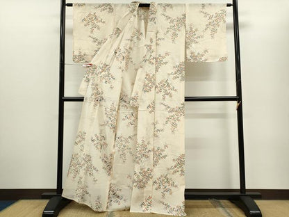 平和屋着物＊夏物　小紋　絽　萩　銀彩　正絹　逸品　CABG2350ze