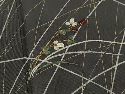 平和屋着物＊夏物　訪問着　絽　刺繍　萩　金彩　正絹　逸品　CABG2353ze
