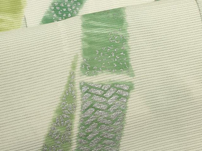 平和屋着物＊夏物　小紋　絽　竹　銀彩　正絹　逸品　未使用　CABG2354ze
