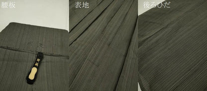 平和屋着物＊夏物　男性　馬乗り袴　縦絽　縞　正絹　逸品　CABG2360ze