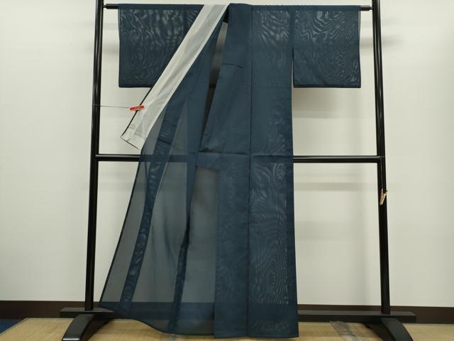 平和屋着物＊夏物　色無地　絽　留紺色　洗える着物　CABG2364ze