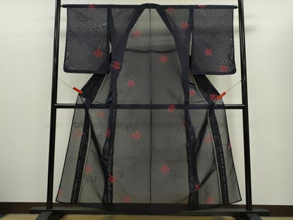 平和屋着物＊夏物　小紋　紗　草花文　正絹　逸品　未使用　CABG2367ze