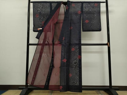 平和屋着物＊夏物　小紋　紗　草花文　正絹　逸品　未使用　CABG2367ze