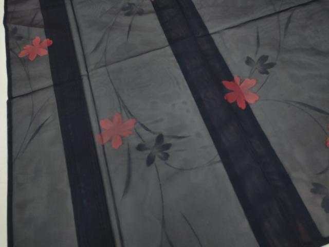 平和屋着物＊夏物　小紋　紗　草花文　正絹　逸品　未使用　CABG2367ze
