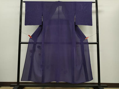 平和屋着物＊中国三大刺繍　スワトウ刺繍　夏物　無地絵羽訪問着　総刺繍　絽　雪輪重ね草花文　青紫色　正絹　逸品　CABG2368ze