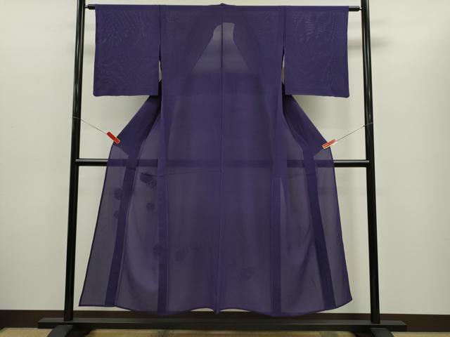 平和屋着物＊中国三大刺繍　スワトウ刺繍　夏物　無地絵羽訪問着　総刺繍　絽　雪輪重ね草花文　青紫色　正絹　逸品　CABG2368ze