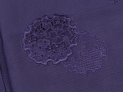 平和屋着物＊中国三大刺繍　スワトウ刺繍　夏物　無地絵羽訪問着　総刺繍　絽　雪輪重ね草花文　青紫色　正絹　逸品　CABG2368ze
