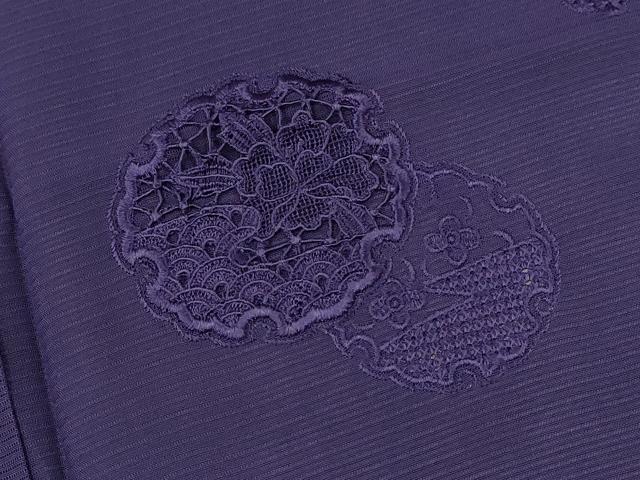 平和屋着物＊中国三大刺繍　スワトウ刺繍　夏物　無地絵羽訪問着　総刺繍　絽　雪輪重ね草花文　青紫色　正絹　逸品　CABG2368ze