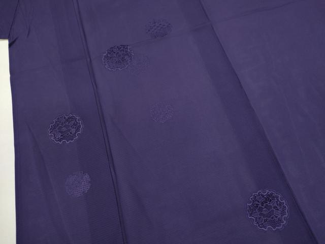 平和屋着物＊中国三大刺繍　スワトウ刺繍　夏物　無地絵羽訪問着　総刺繍　絽　雪輪重ね草花文　青紫色　正絹　逸品　CABG2368ze