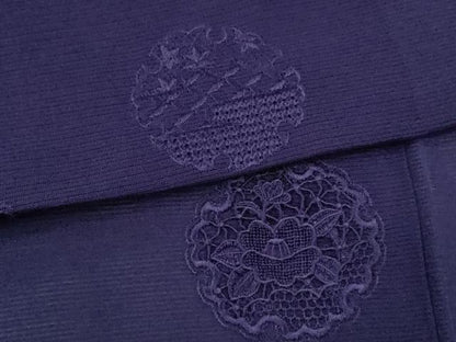 平和屋着物＊中国三大刺繍　スワトウ刺繍　夏物　無地絵羽訪問着　総刺繍　絽　雪輪重ね草花文　青紫色　正絹　逸品　CABG2368ze