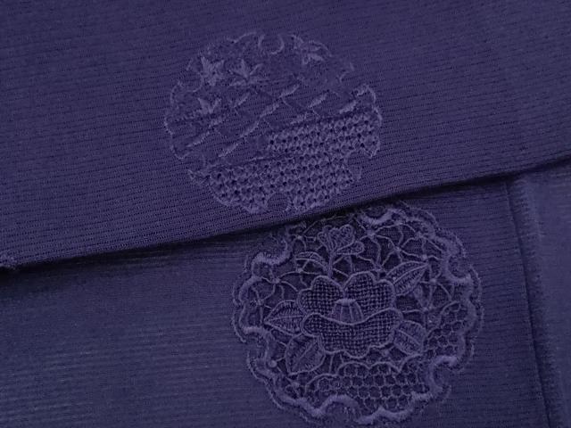 平和屋着物＊中国三大刺繍　スワトウ刺繍　夏物　無地絵羽訪問着　総刺繍　絽　雪輪重ね草花文　青紫色　正絹　逸品　CABG2368ze