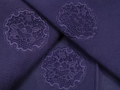 平和屋着物＊中国三大刺繍　スワトウ刺繍　夏物　無地絵羽訪問着　総刺繍　絽　雪輪重ね草花文　青紫色　正絹　逸品　CABG2368ze