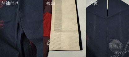 平和屋着物＊夏物　小紋　紗　バラ　銀糸　正絹　逸品　CABG2369ze