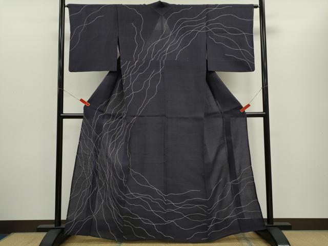 平和屋着物＊夏物　訪問着　紗紬　刺し子　正絹　逸品　CABG2372ze