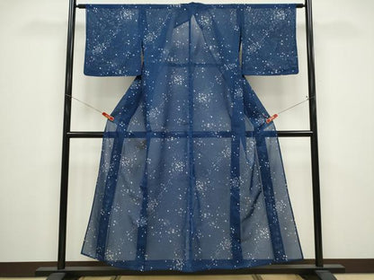 平和屋着物＊夏物　小紋　絽　大小あられ　洗える着物　CABG2377ze
