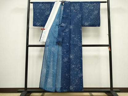 平和屋着物＊夏物　小紋　絽　大小あられ　洗える着物　CABG2377ze